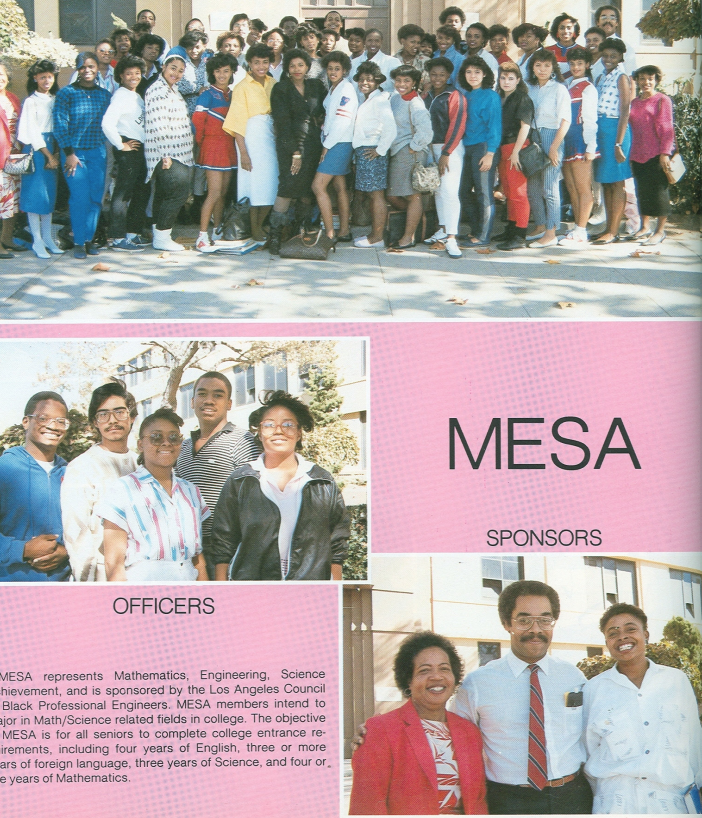 MESA Mathematics Engineering Science Achievement organization group photo with officers and sponsors on campus