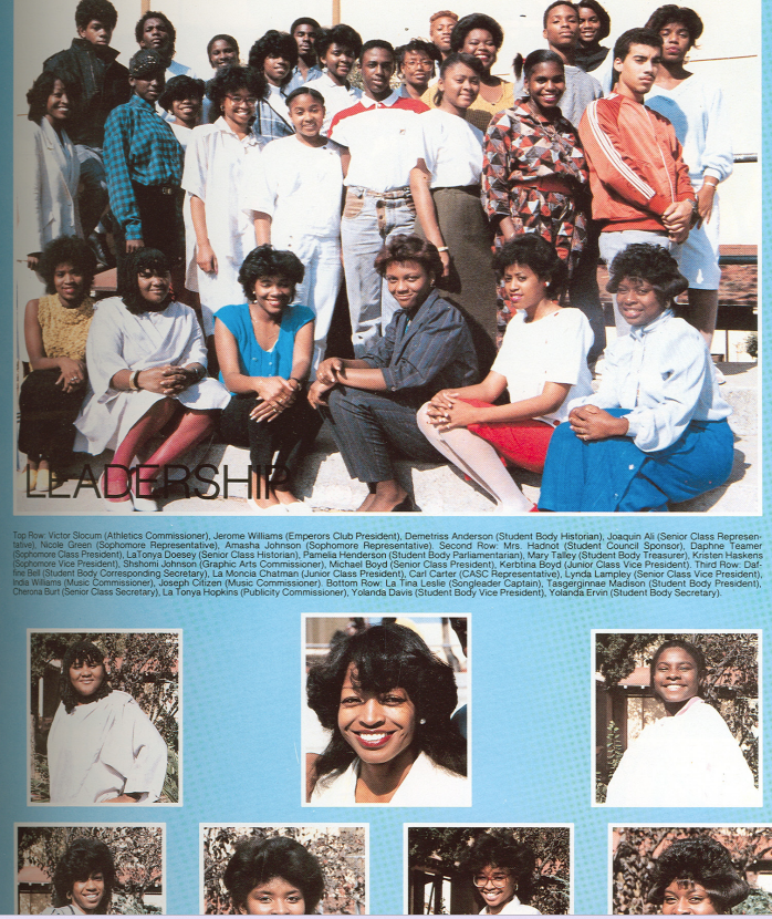 Washington Prep student leadership group photo with officers including Student Body President Tasgerinae Madison and Vice President Yolanda Davis