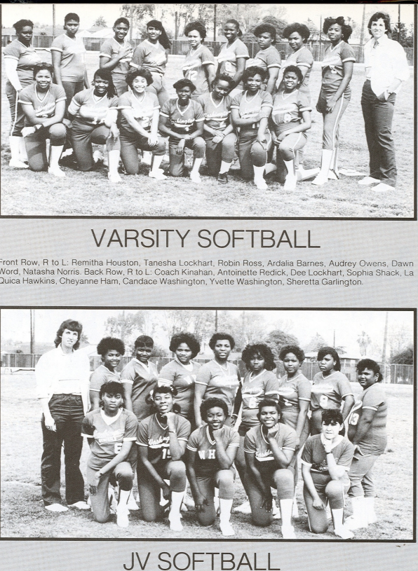 Washington Prep Varsity and JV Softball team group photos with coach and full roster listed