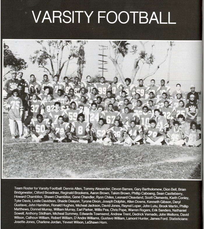 Washington Prep Varsity Football team group photo with full roster listed