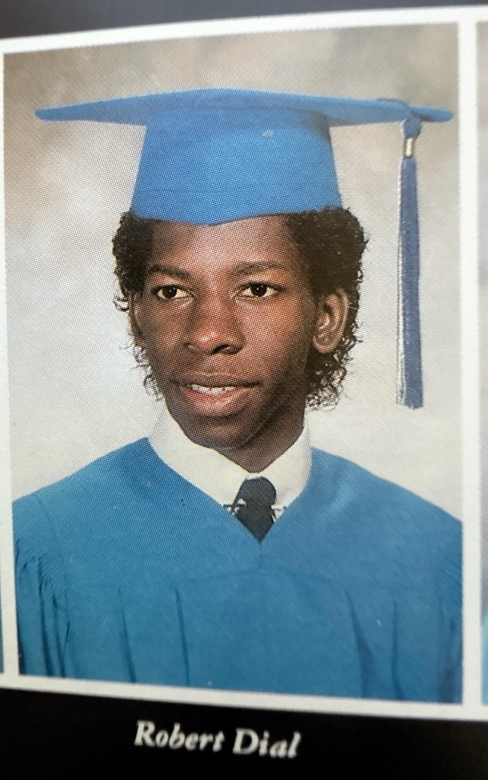 Robert Dial graduation portrait in cap and gown
