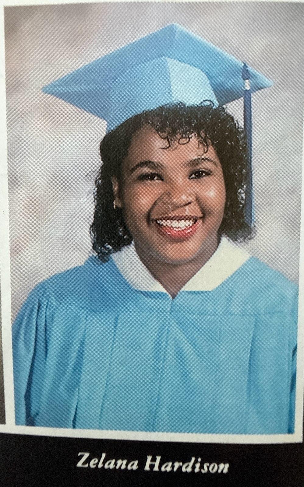Zelana Hardison graduation portrait in cap and gown