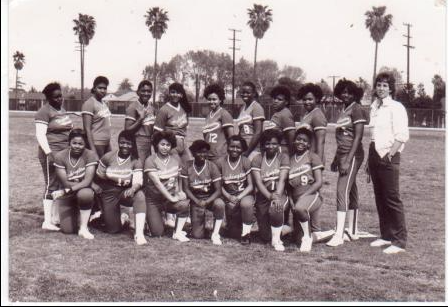 Washington Prep girls softball team vintage black and white group photo on the field
